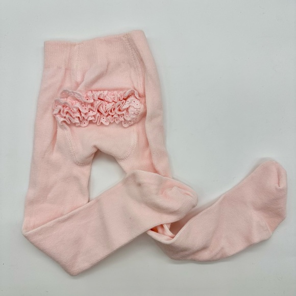 NWT New Janie and Jack Infant Girls Ruffle Butt Tights, Light Pink, Holiday Baby - Picture 3 of 4